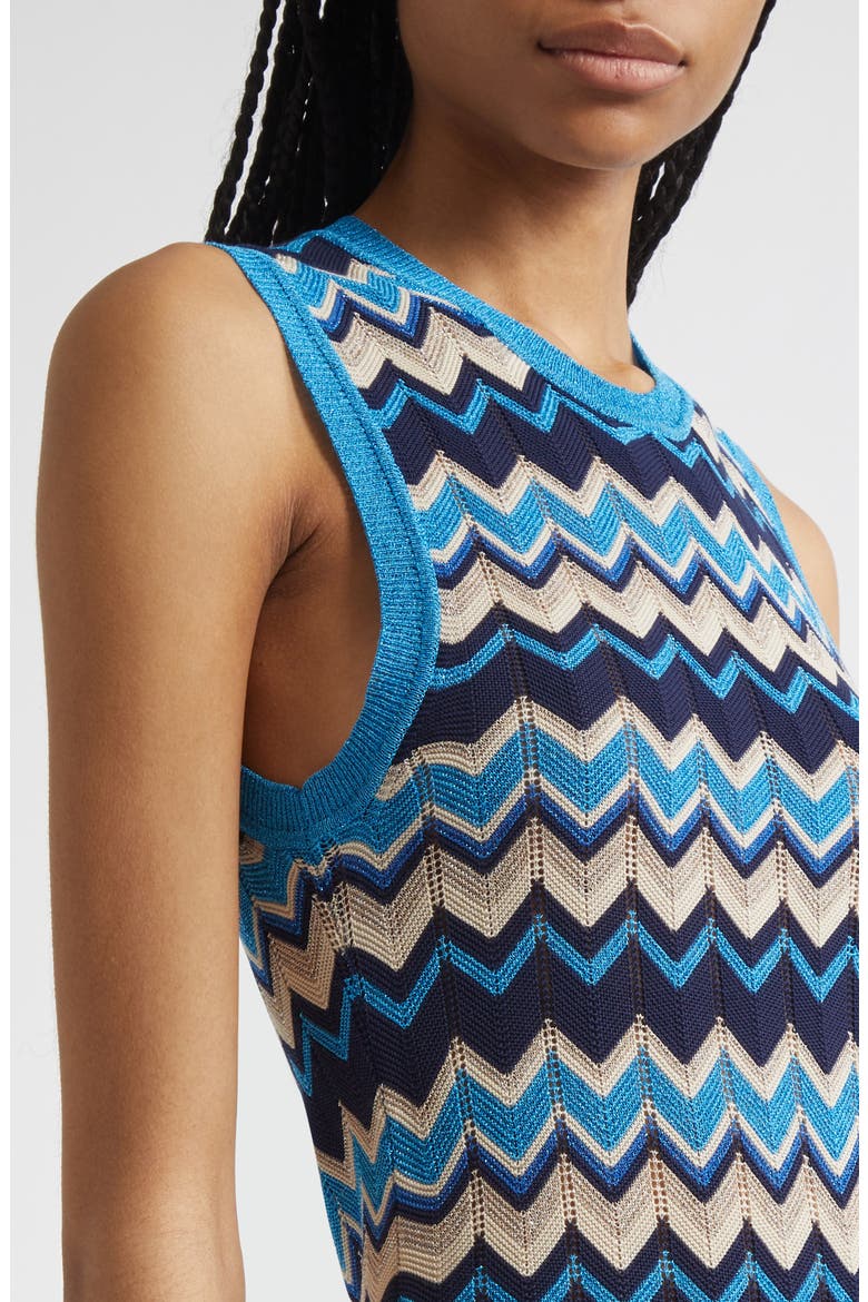 Declan Metallic Chevron Stripe Cotton Blend Sweater Dress, Alternate, color, SPRING NAVY CHEVRON