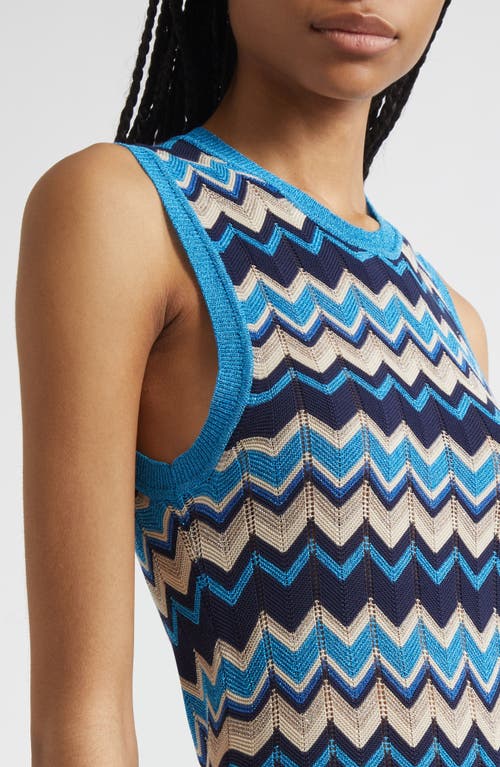 Shop Ramy Brook Declan Metallic Chevron Stripe Cotton Blend Sweater Dress