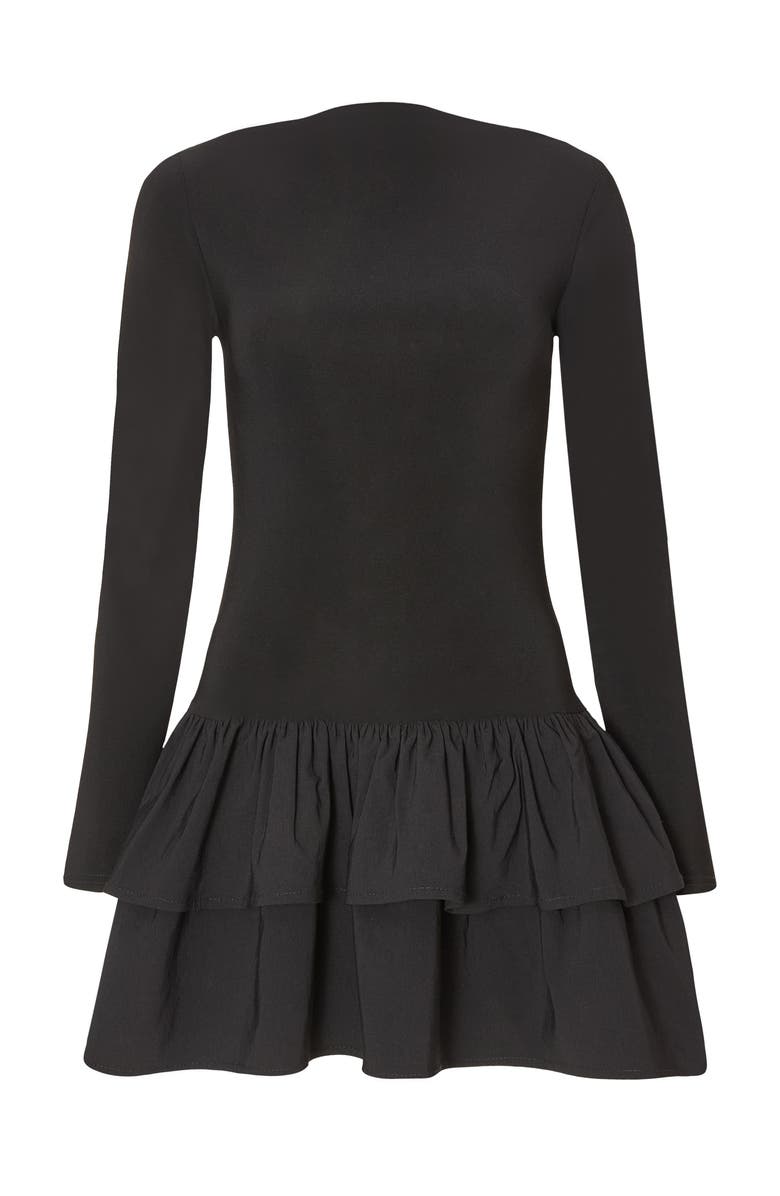 QUIZ ITY Bengaline Long Sleeve Frill Mini Dress, Alternate, color, 