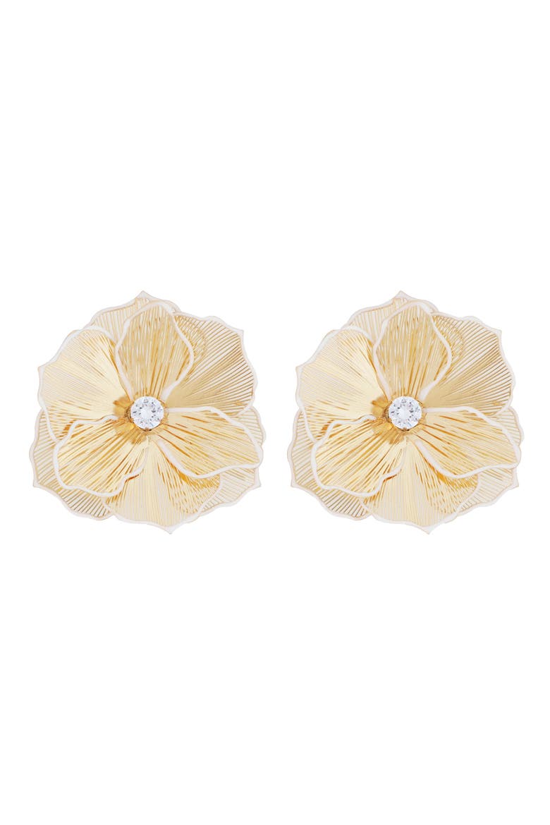 Cubic Zirconia Flower Earrings, Main, color, WHITE