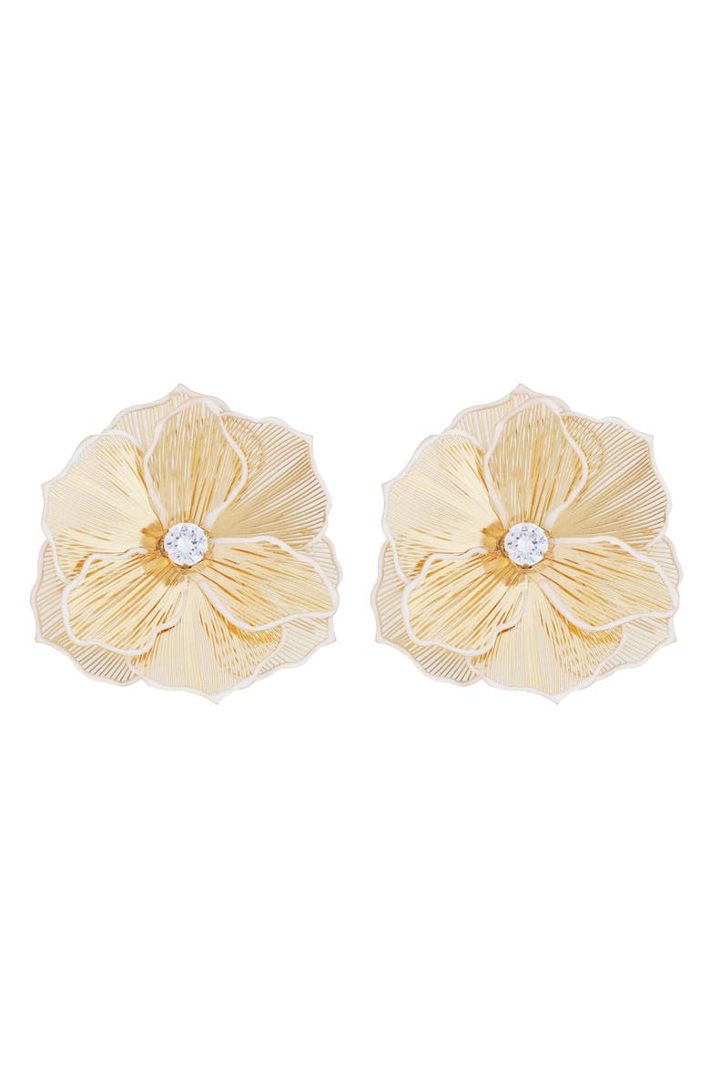 Panacea Cubic Zirconia Flower Earrings, Main, color, White