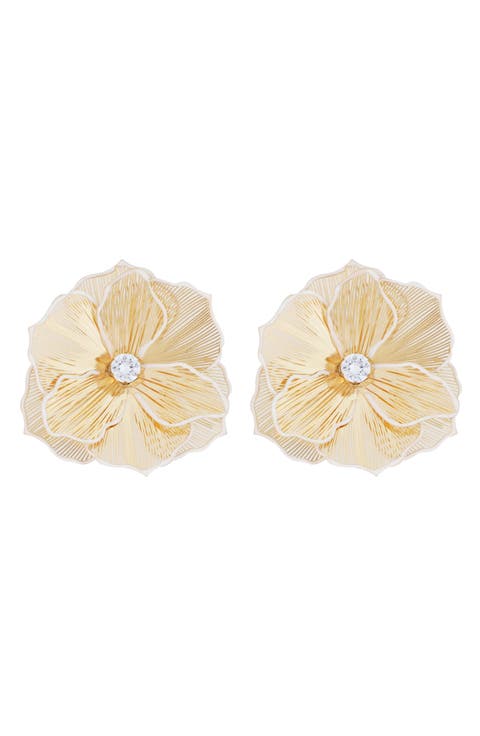 Cubic Zirconia Flower Earrings
