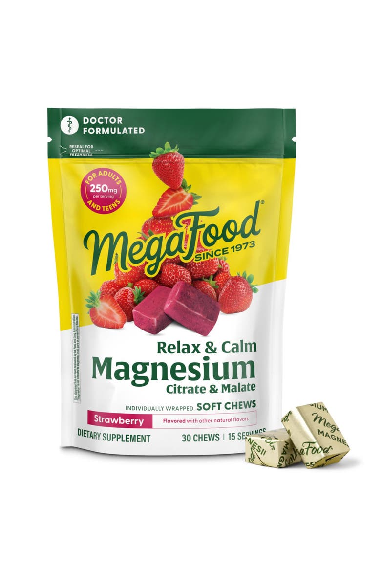Relax & Calm Magnesium Complex with Magnesium Citrate & Malate, Doctor Formulated, Vegetarian, 30 Strawberry Soft Chews, Main, color, None