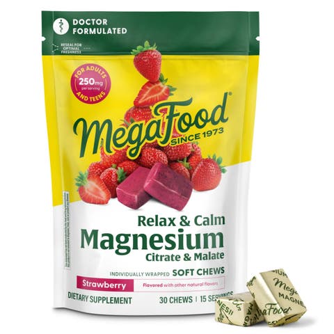 Relax & Calm Magnesium Complex with Magnesium Citrate & Malate, Doctor Formulated, Vegetarian, 30 Strawberry Soft Chews