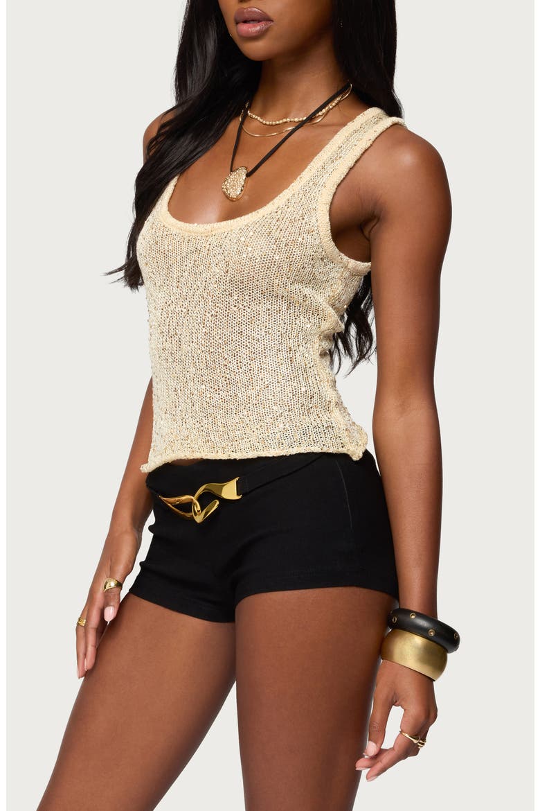 Eleora Sequin Knit Tank, Alternate, color, CREAM