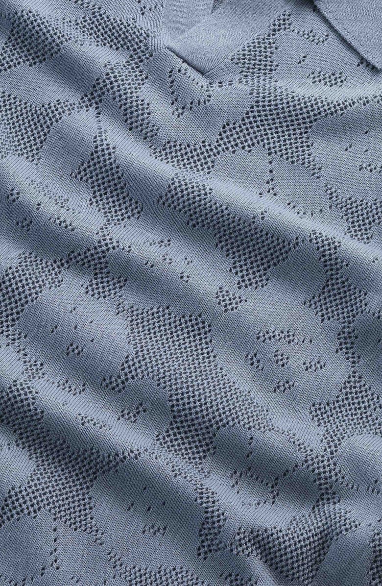 NN07 Ryan Floral Pointelle Jersey Polo, Alternate, color, Stone Blue