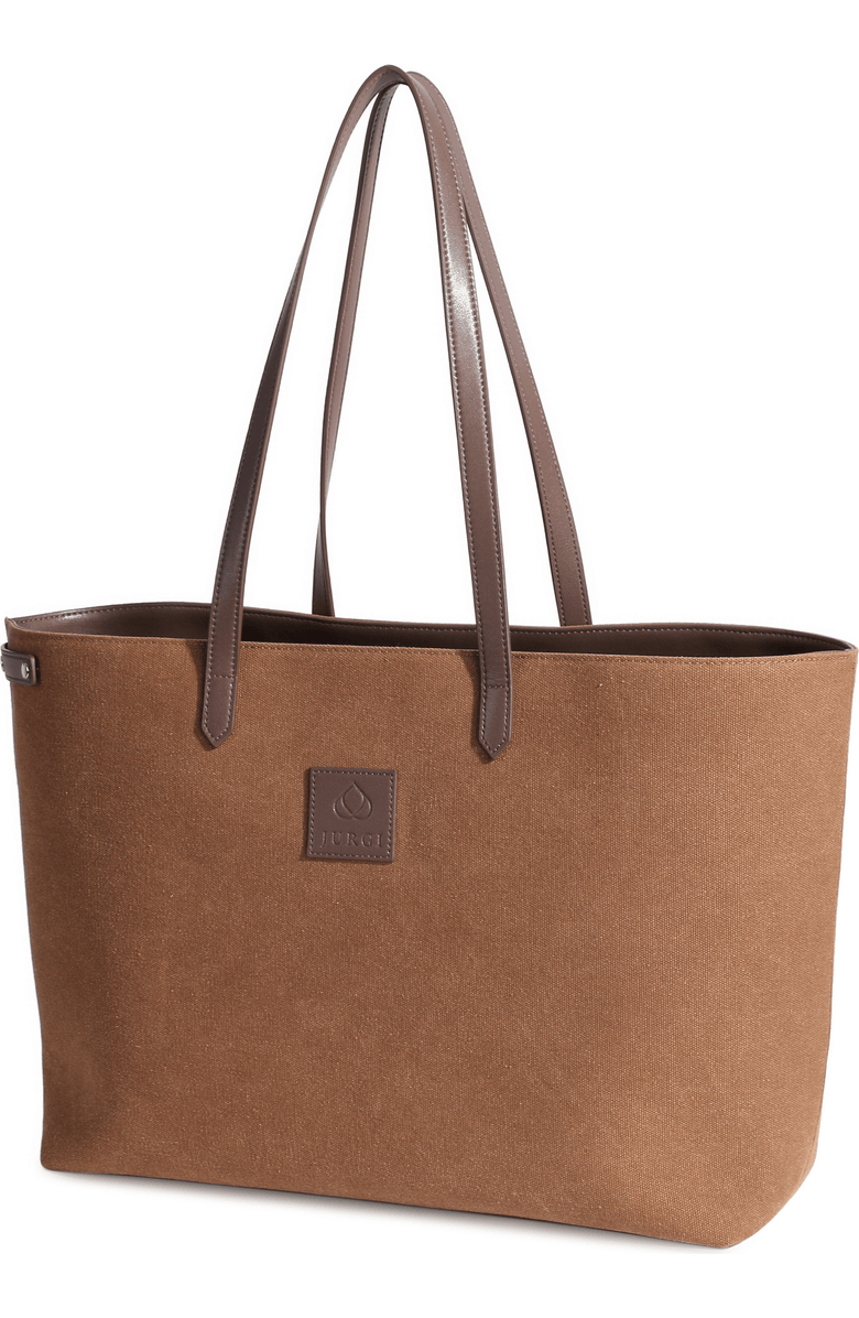 JURGI Tennis Racket Canvas and Leather Tote, Main, color, Camel