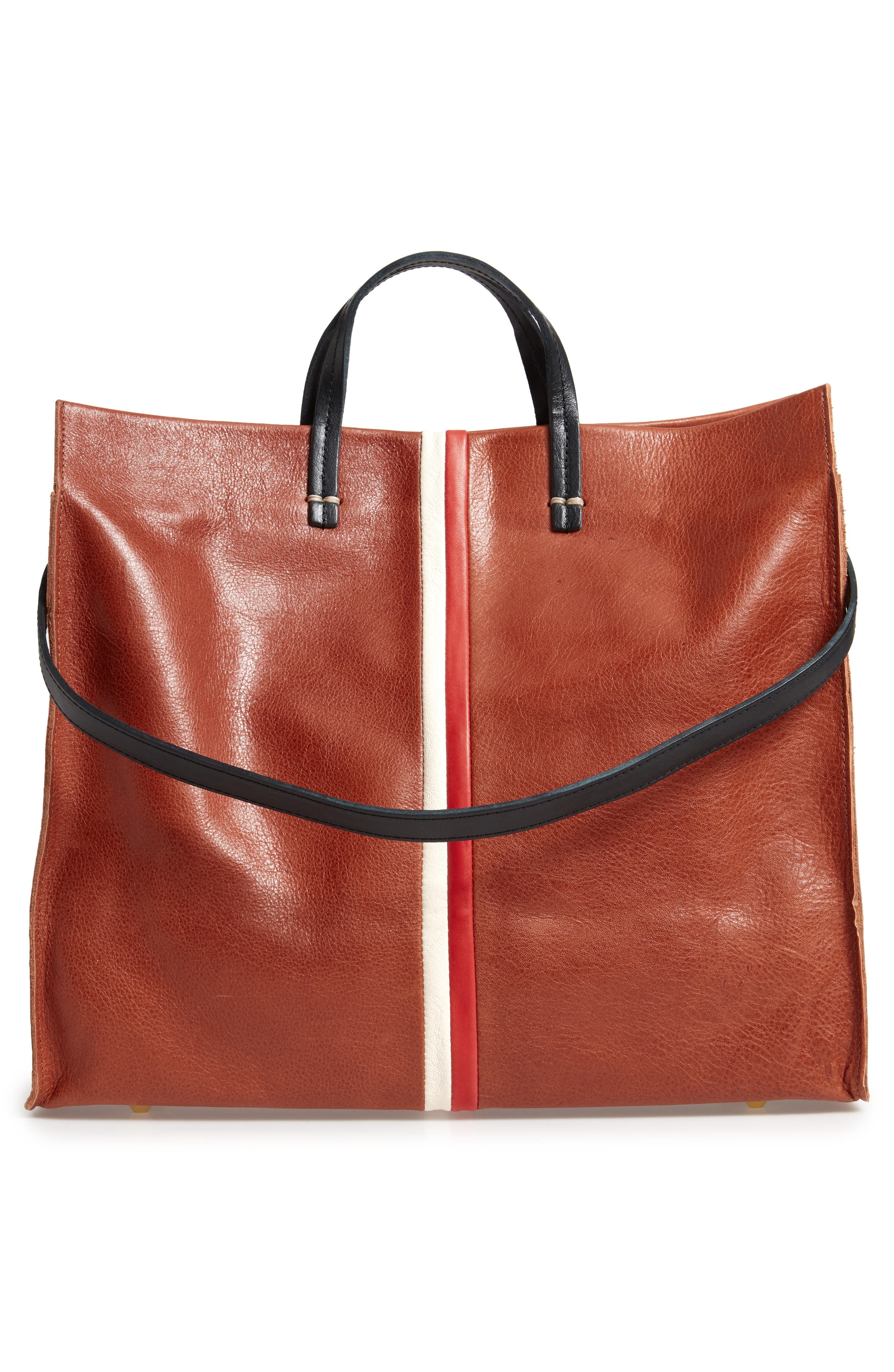 Clare V. Simple Stripe Leather Tote, Alternate, color, 