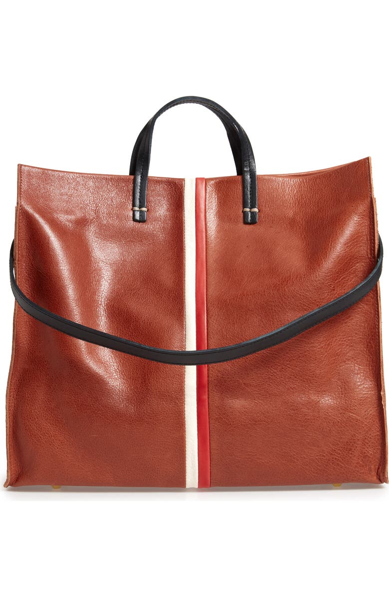 Clare V. Simple Stripe Leather Tote, Alternate, color,