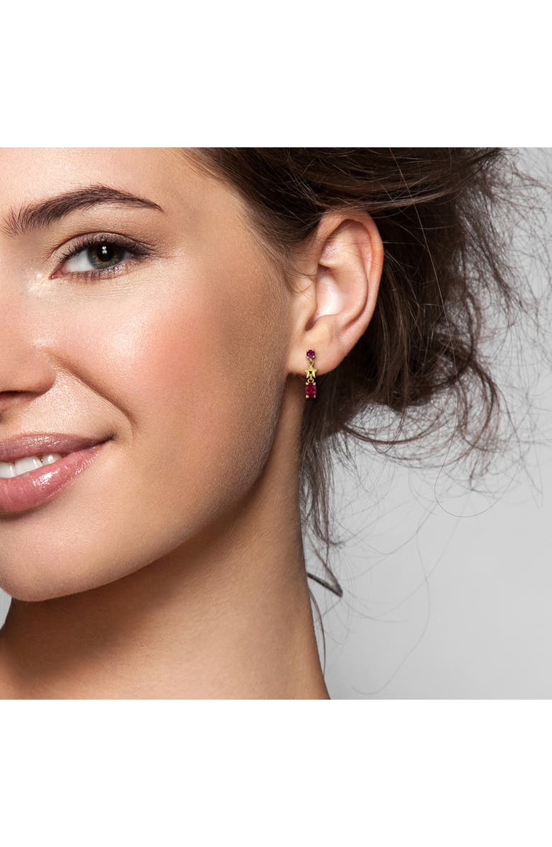 DELMAR Created Ruby & Star Drop Earrings, Alternate, color, Red