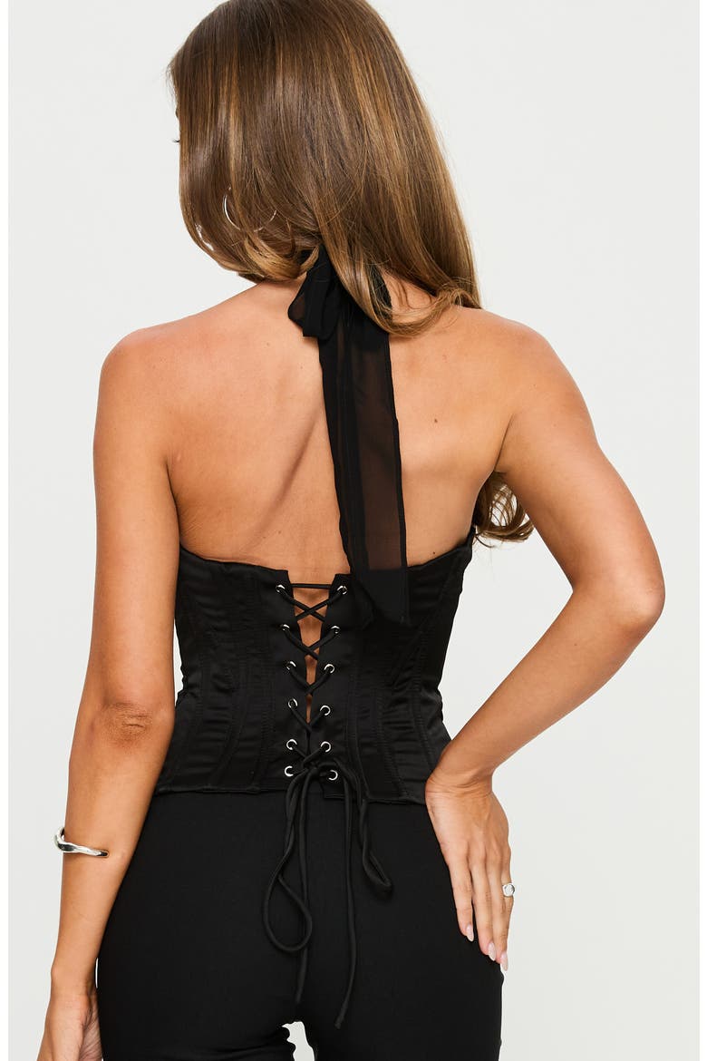 Ashley Mesh Strap Halter Top, Alternate, color, BLACK