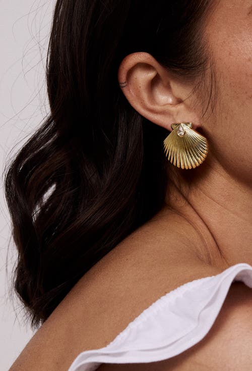 Electric Picks Beach Girl Shell Earrings In Gold