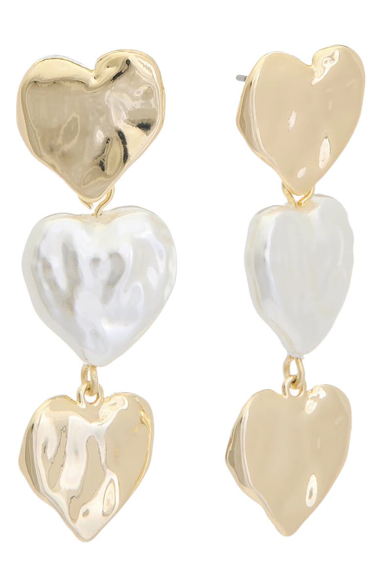 Juvell Mother-of-Pearl Molten Heart Linear Drop Earrings, Main, color, Yellow