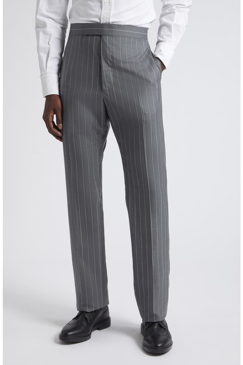 Fit 1 Stripe Backstrap Wool Trousers, Main, color, MEDIUM GREY