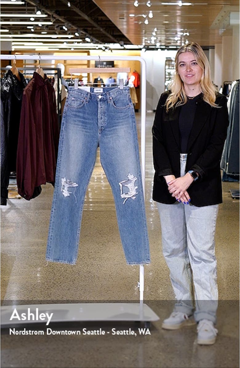 '90s Pinch Waist Ripped High Waist Straight Leg Jeans