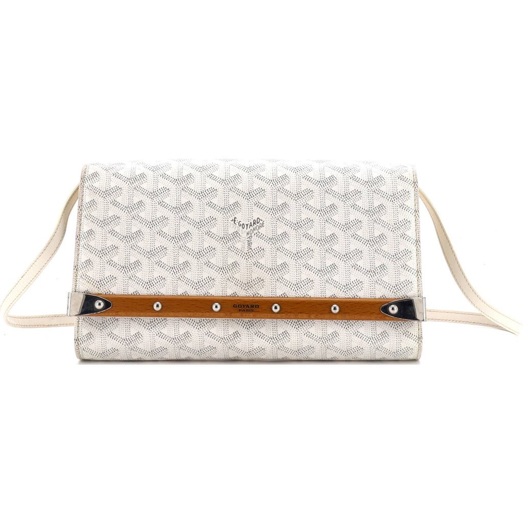 Pre-owned Goyard Goyard Monte Carlo Clutch With Strap Coated Canvas Pm In White