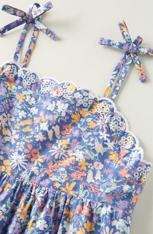 Nordstrom Scalloped Floral Short Romper In Blue