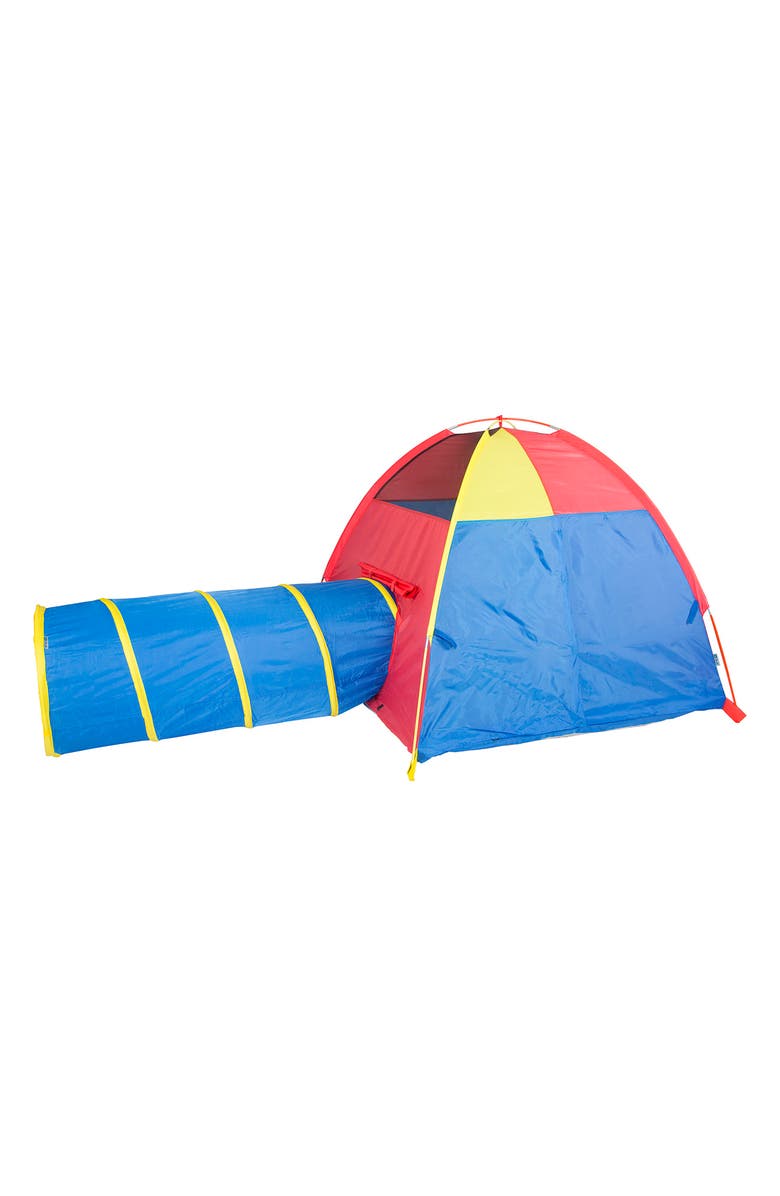 Pacific Play Tents Hide Me Play Tent with Tunnel, Alternate, color, Blue Red Yellow