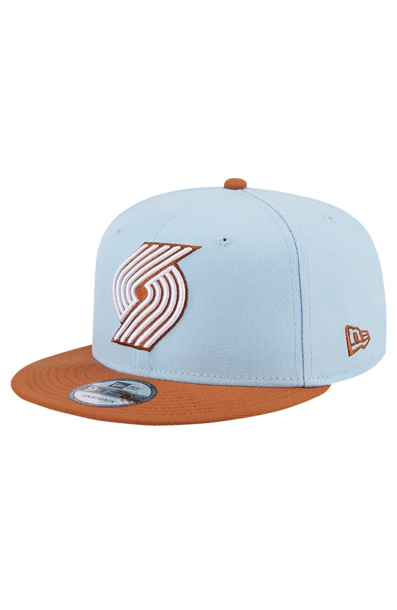 New Era Men's New Era Light Blue/Brown Portland Trail Blazers 2-Tone Color Pack 9FIFTY Snapback Hat, Main, color, 