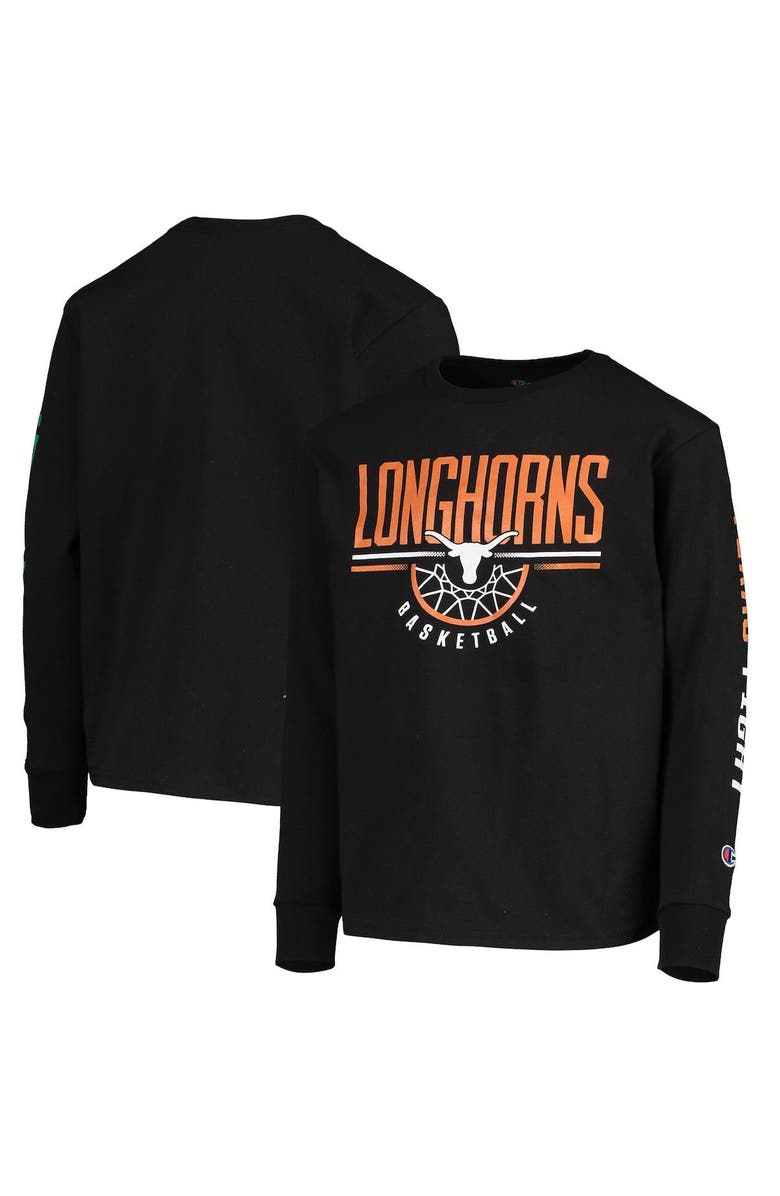 Champion Youth Champion Black Texas Longhorns Basketball Long Sleeve T-Shirt, Main, color,