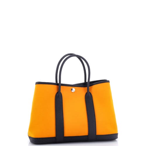 Pre-owned Hermes  Hermes Garden Party Tote Toile And Leather 30 In Orange