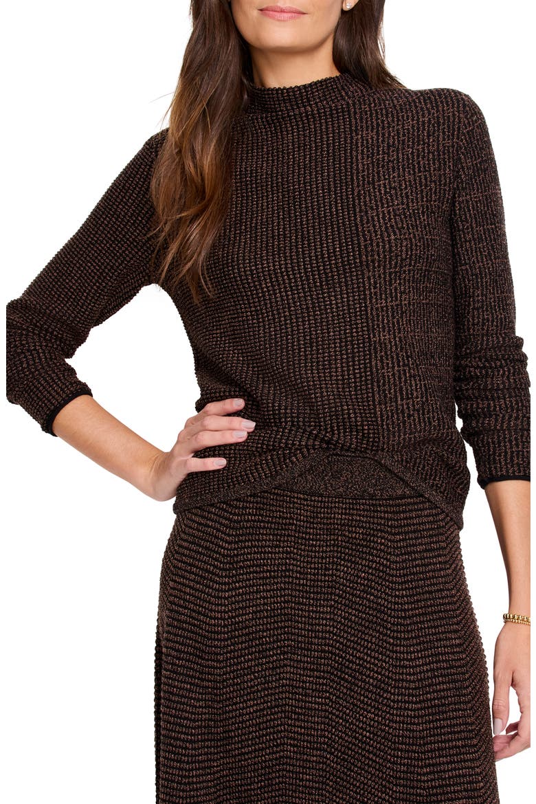 Pixel Funnel Neck Cotton Blend Sweater, Main, color, BROWN MULTI