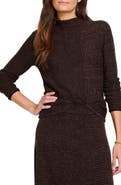 NIC+ZOE Pixel Funnel Neck Cotton Blend Sweater