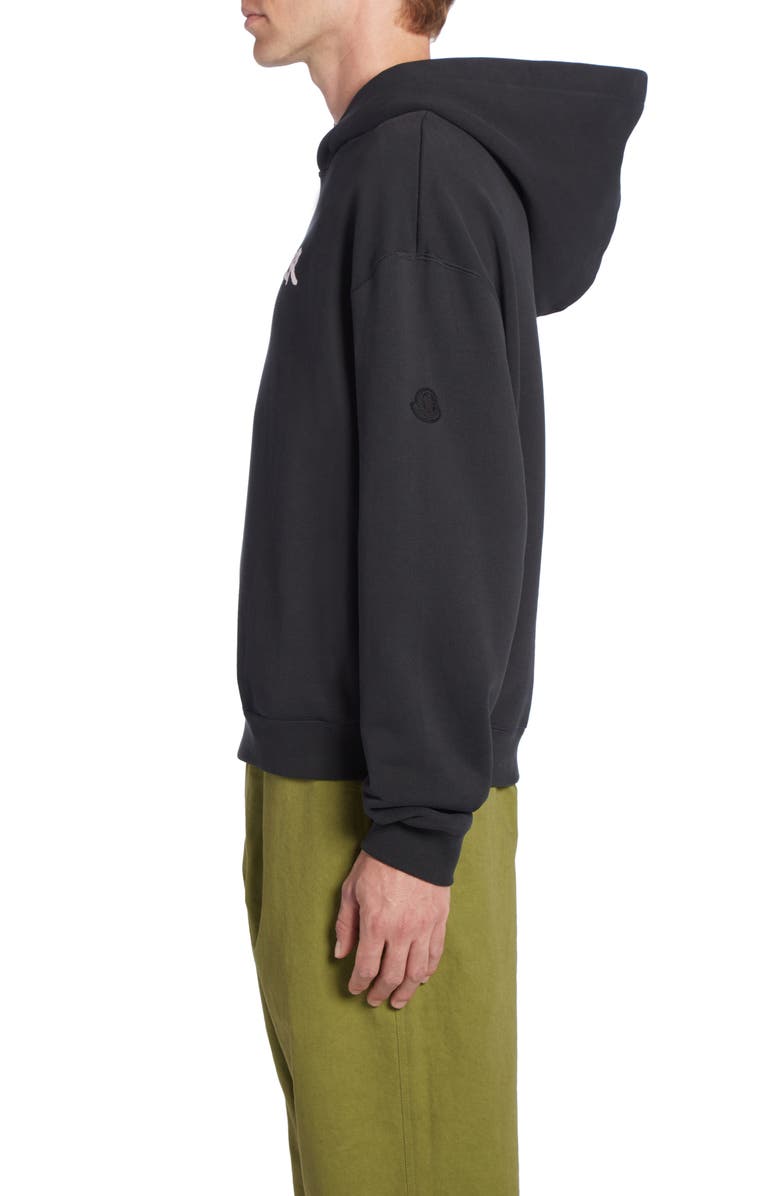 Moncler Logo Appliqué Cotton Hoodie, Alternate, color, 