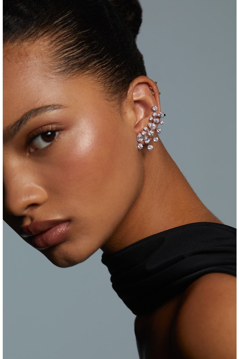 Hollywood Cluster Ear Climbers, Alternate, color, RHODIUM