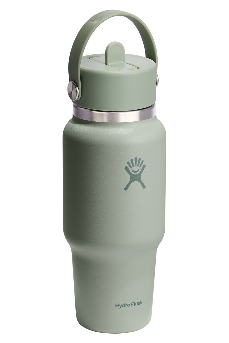 24-Ounce Wide Mouth Travel Bottle with Flex Straw Cap, Alternate, color, AGAVE