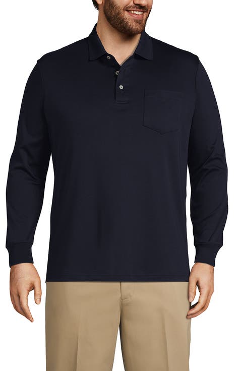 Long Sleeve Cotton Supima Polo Shirt with Pocket