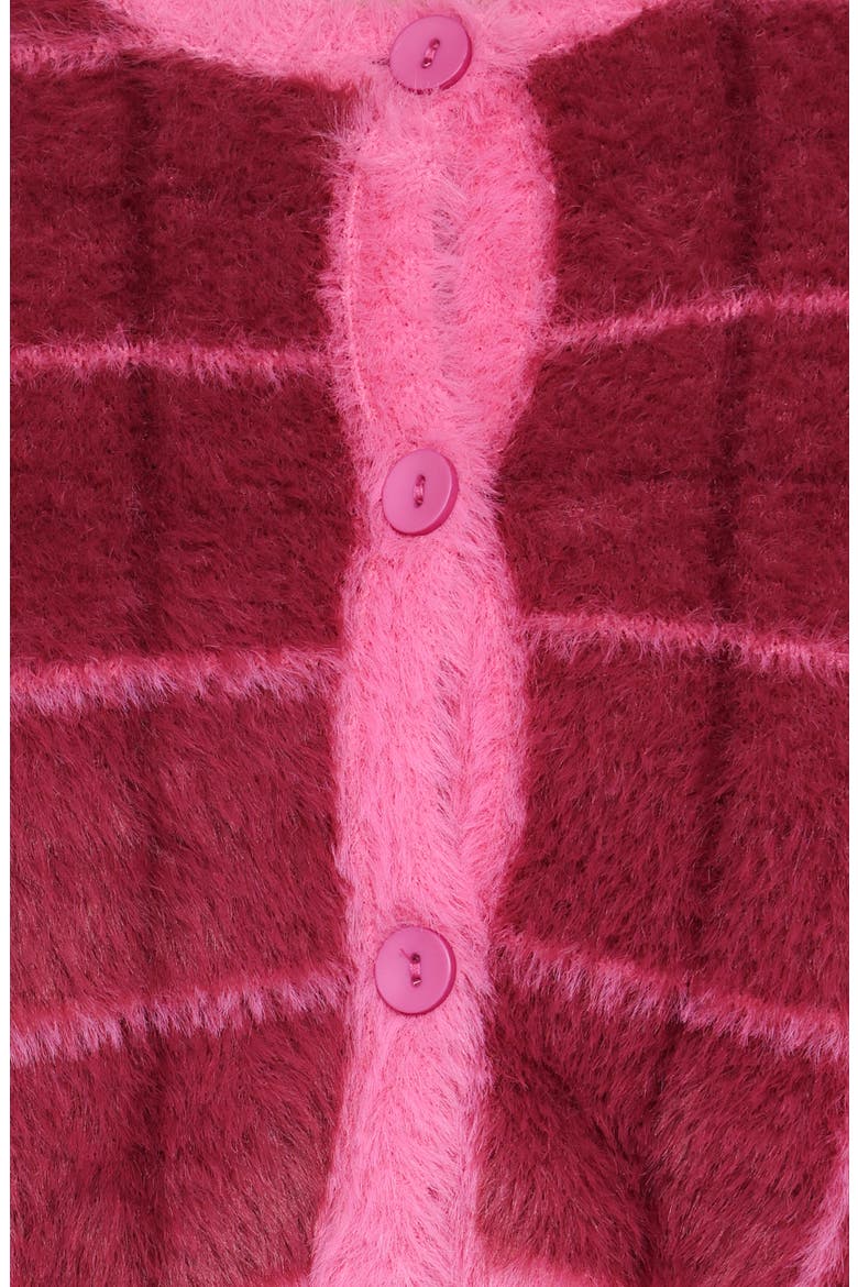 Viola Brushed Plaid Cardigan, Alternate, color, BURGUNDY