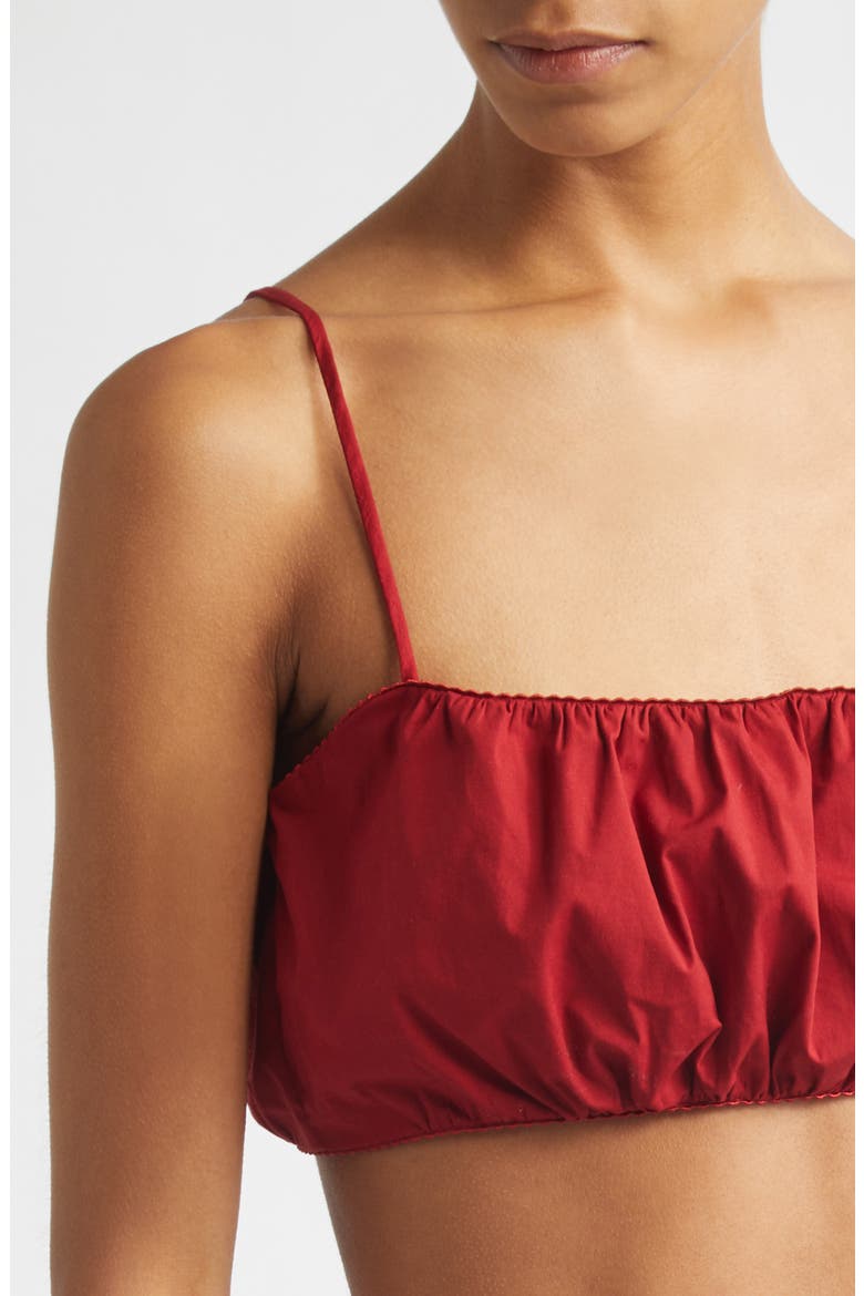 Fiore Stretch Cotton Bralette Top, Alternate, color, ROUGE