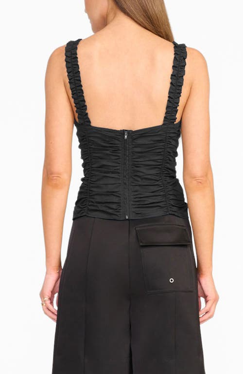 Staud Nic Ruched Sleeveless Top In Black