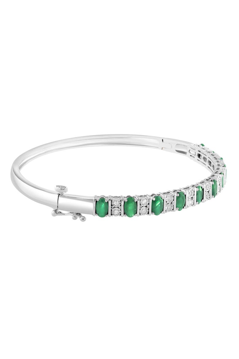Sterling Silver Emerald & Diamond Bangle, Alternate, color, GREEN