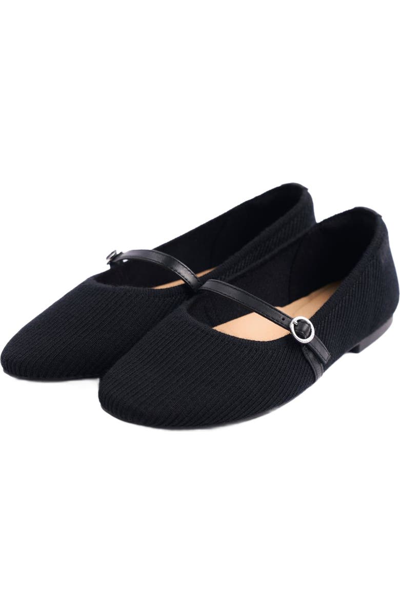 GOBI Mongolian Cashmere Mercerized Wool Cashmere Knitted Ballet Flats, Main, color, Black