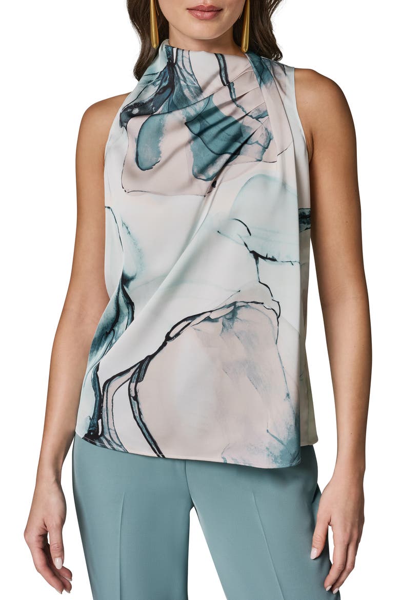 Abstract Print Drape Shoulder Tank, Main, color, SKYLIGHT MULTI