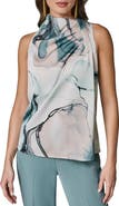 Donna Karan New York Abstract Print Drape Shoulder Tank