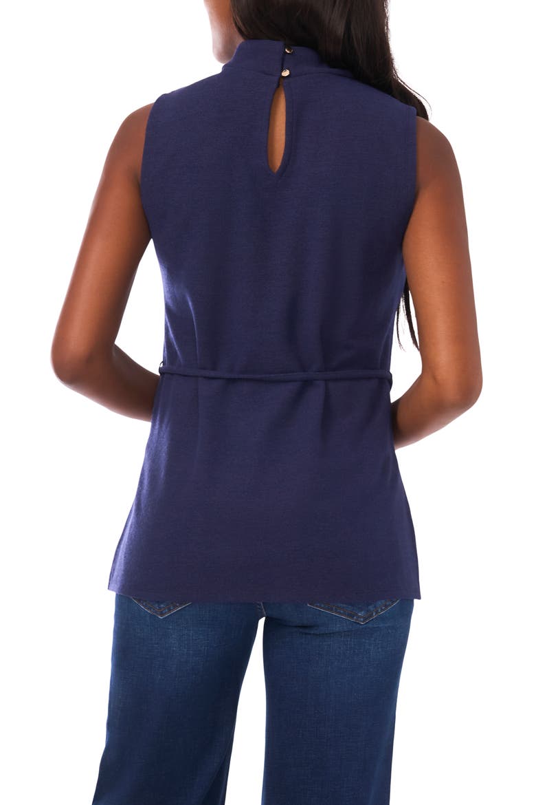 Sleeveless Belted Mock Neck Top, Alternate, color, CLASSIC NAVY