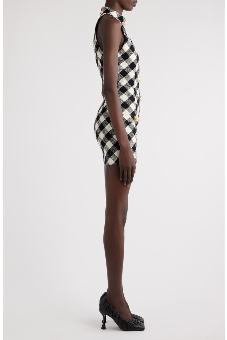 Gingham Tweed Minidress, Alternate, color, BLACK/ WHITE