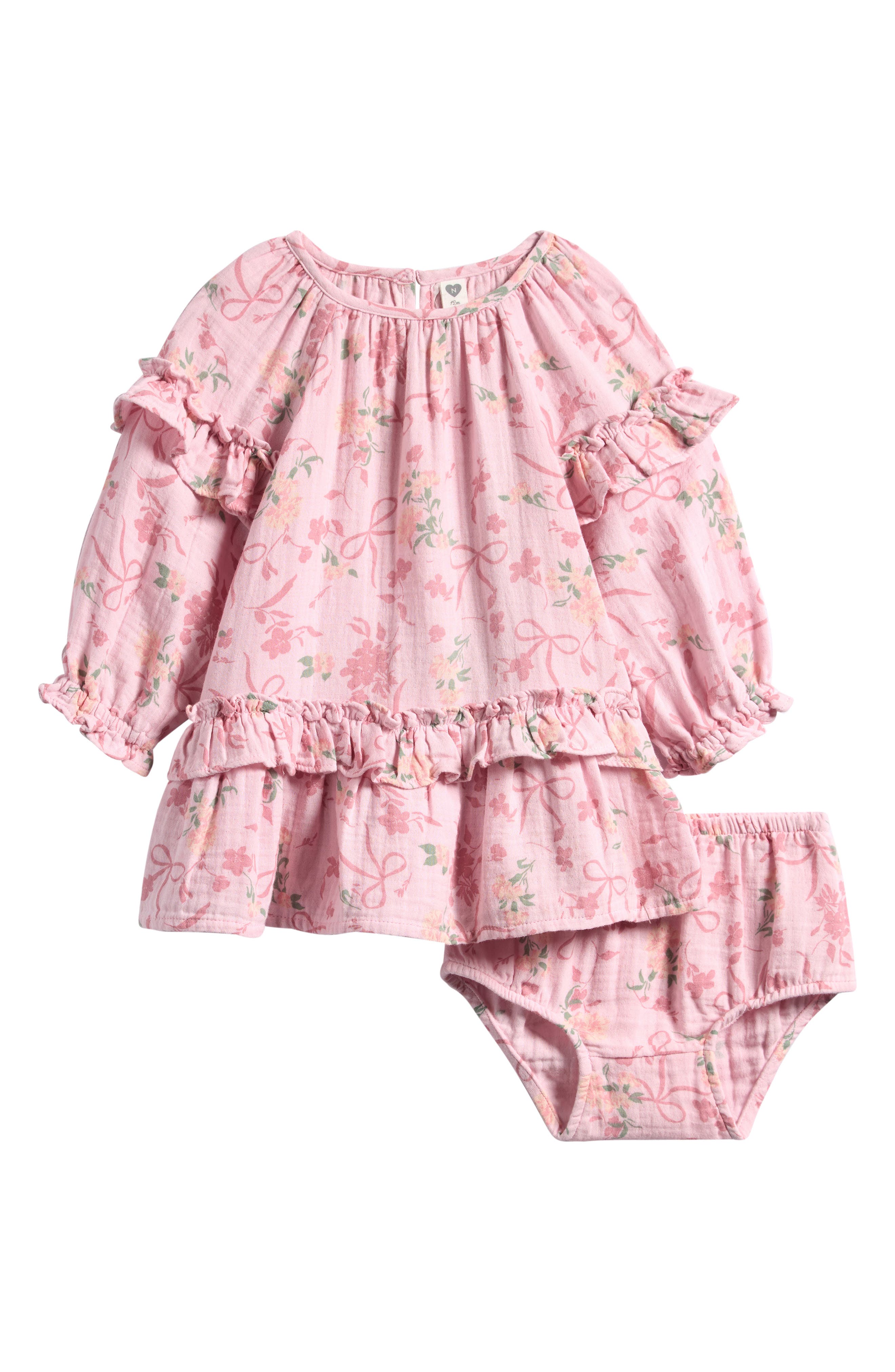 Floral Ruffle Cotton Dress with Bloomers (Baby)