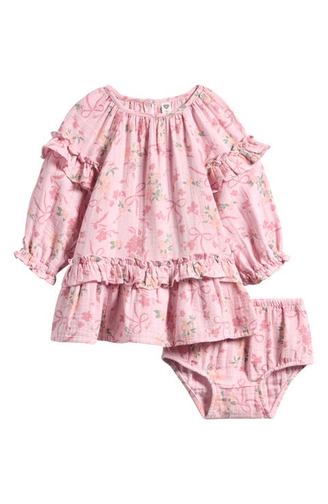 Floral Ruffle Cotton Dress with Bloomers