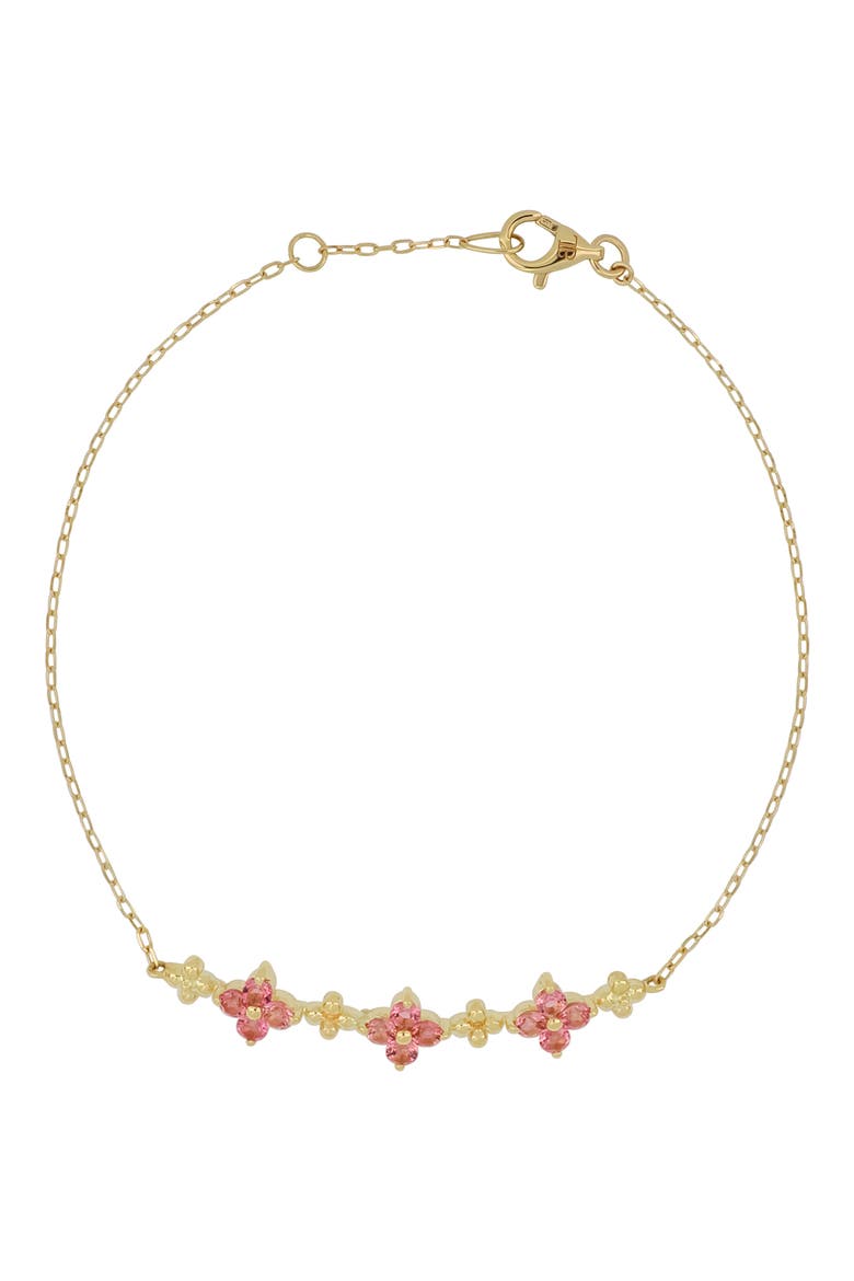 Clover Pink Tourmaline Bracelet (Nordstrom Exclusive), Main, color, 14K YELLOW GOLD