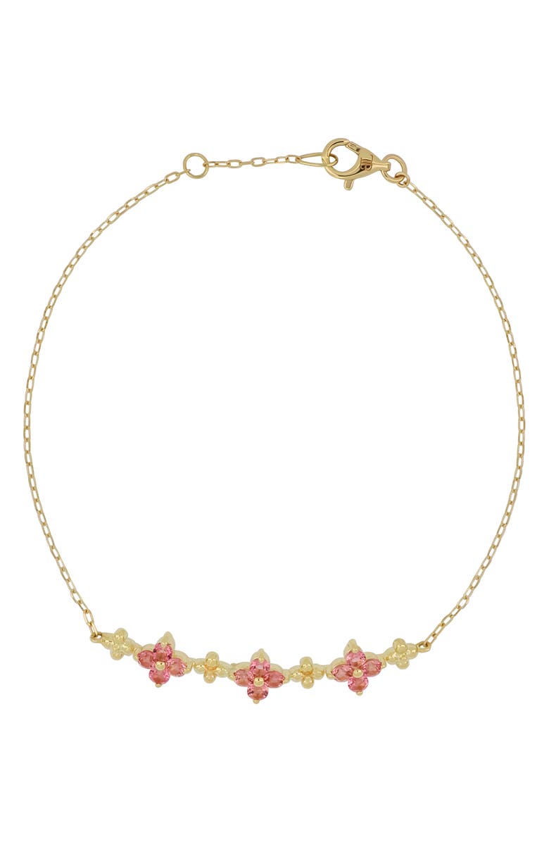 Bony Levy Clover Pink Tourmaline Bracelet, Main, color, 14K Yellow Gold