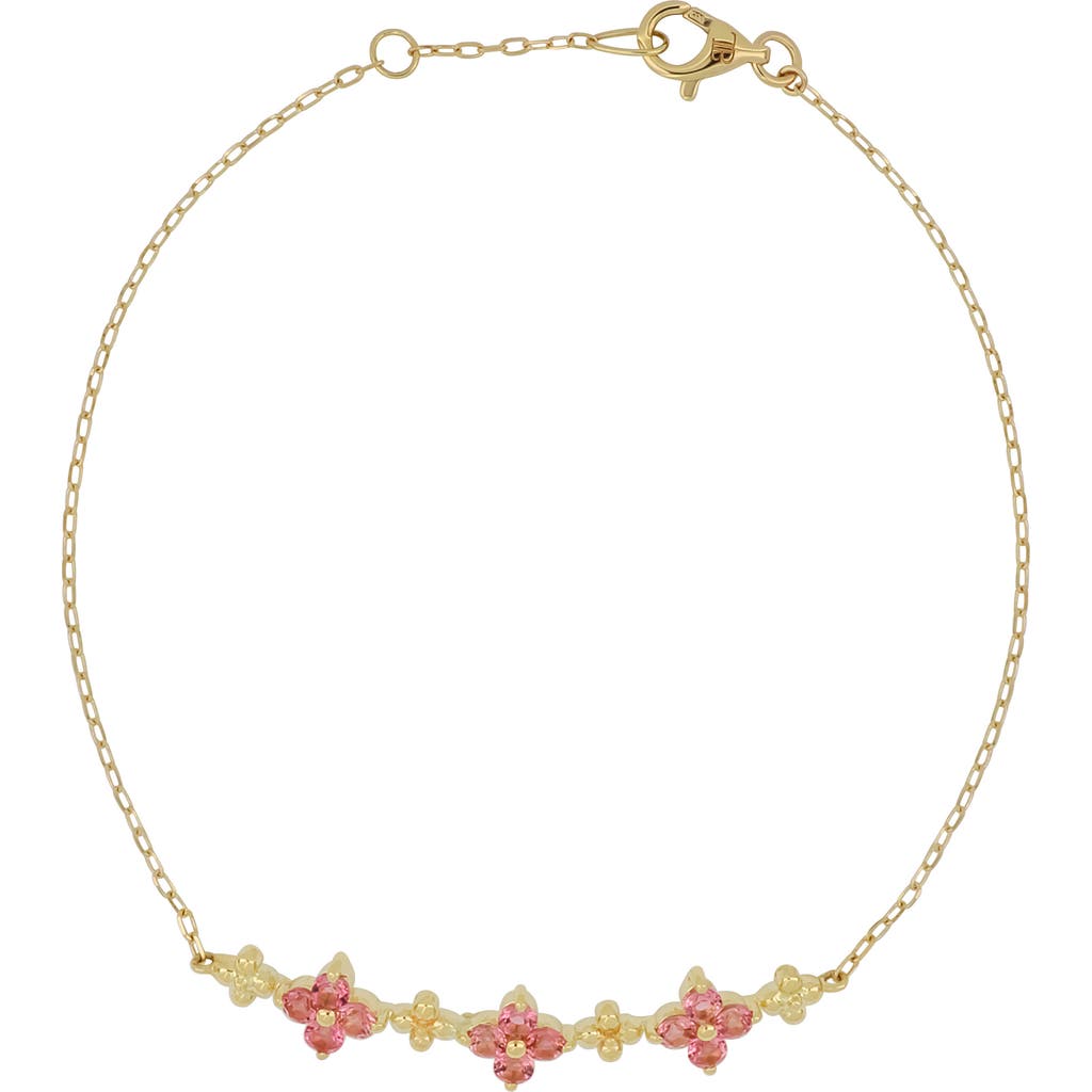 Bony Levy Clover Pink Tourmaline Bracelet In 14k Yellow Gold