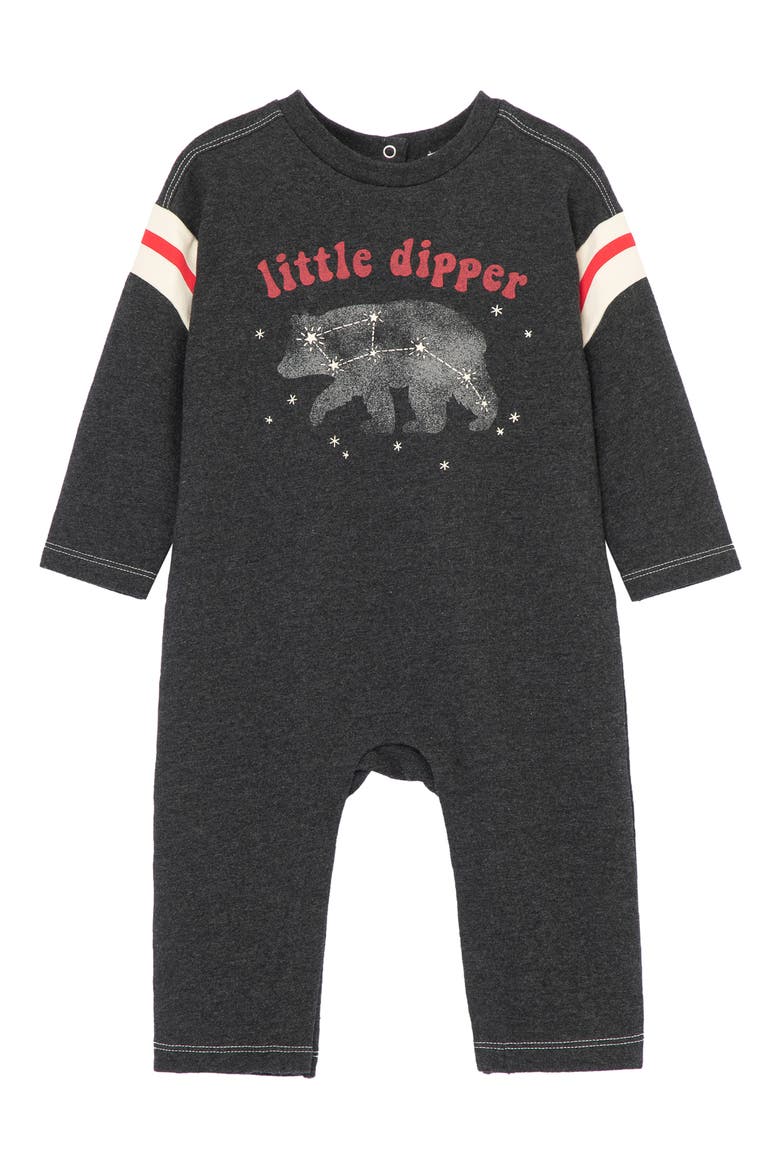 Little Dipper Glow in the Dark Cotton Romper, Main, color, DARK GREY HEATHER