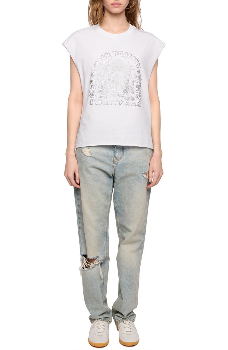 Zadig & Voltaire Cloe Embellished Tee, Alternate, color, White