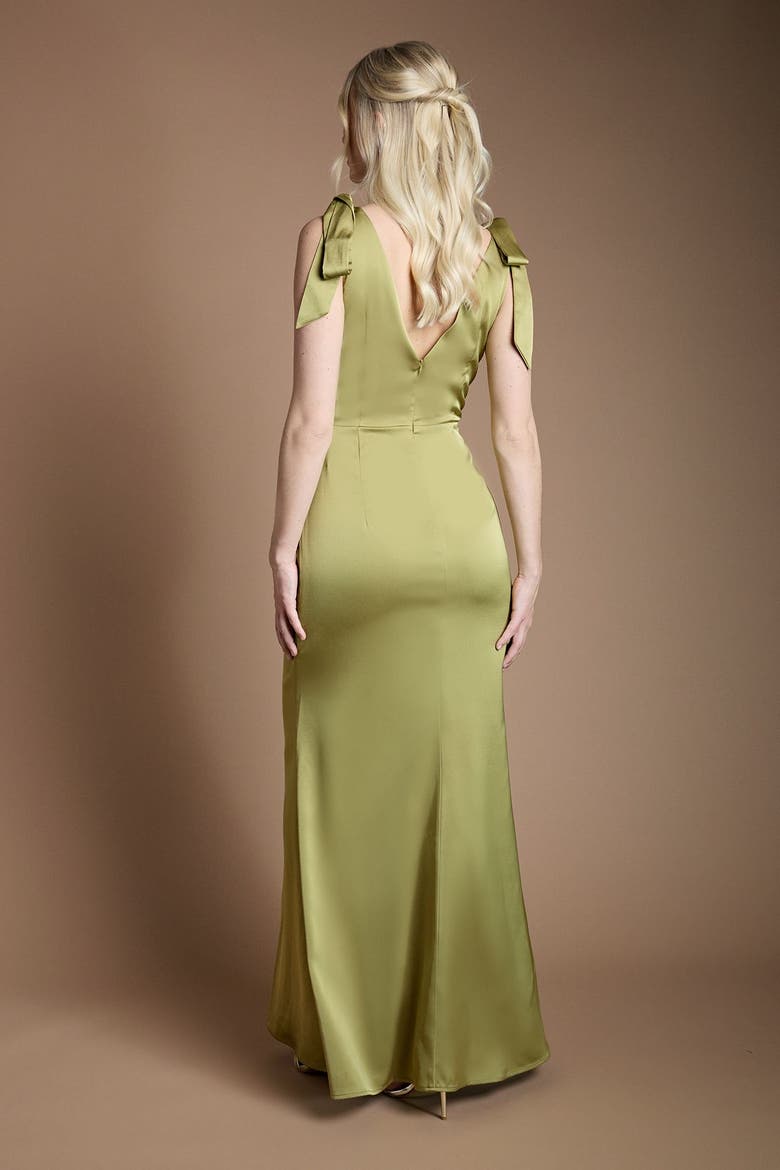 V-Neck Crepe Maxi Dress, Alternate, color, Olive