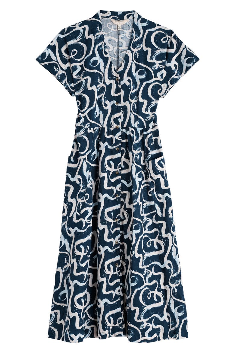 Fowen Print Organic Cotton Shirtdress, Alternate, color, INK STROKES MARITIME