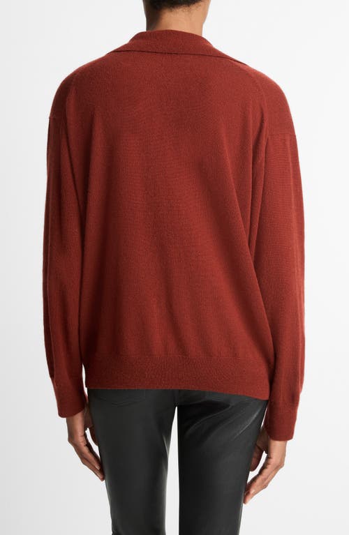 Vince Wide Collar Polo Sweater In Brown